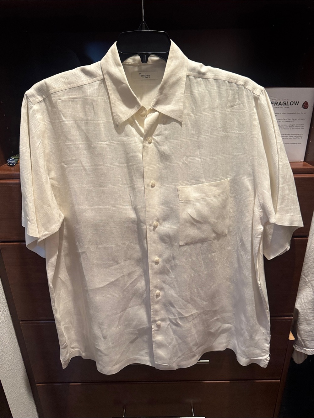 Light Cream Short-Sleeve Button-Up Shirt - Casual & Breathable